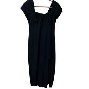 Virgo II Vintage Womens 10 Black Sweetheart Black Maxi Dress Slit Whimsigoth 90s
